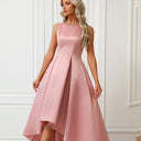 Chic Asymmetrical Satin Evening Dress with Pleats