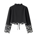 Floral Embroidered Ruffle Blouse for Women
