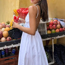 Airy Summer Dress with Deep V-Neck and Spaghetti Straps
