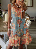 Adjustable Strap Women's Dress with Fun Print