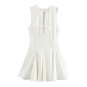 Chic Women's Dress with Knot Accents and Flowing Hem