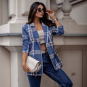 Classic Women's Checkered Blazer with Timeless Design