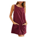 Jersey Dress with Pockets and Round Neck for Women