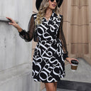 Chic Women's Dress with Sheer Sleeve Cuffs