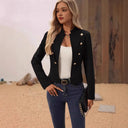 Chic Women's Blazer Jacket with Gold Buttons