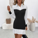 Chic Women's Shirt Dress with Pleated Hem Design