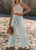 Chic Wide Pants with Tie Belt for Women