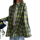 Women's Oversized Checked Shirt Blouse