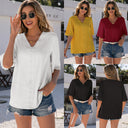 Chic Lace Trim V-Neck Blouse for Women