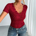Ladies Lace V-Neck Top with Contoured Cut