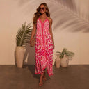 Artistic Patterned Halterneck Maxi Dress for Women
