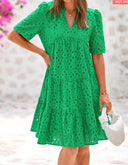 Chic Women's Summer Dress with Eyelet Design