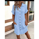 Chic Women's Button Placket Dress with Pockets