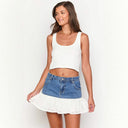 Women's Ruffled Hem Denim Skirt - Chic Style