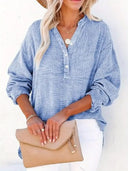 Women's Cotton Blouse with Button Placket