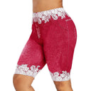 Denim Bermuda Shorts with Lace Accents and Pockets