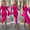 Women's Off-Shoulder Wrap Dress with Flattering Wide Sleeves