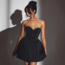 Women's Heart-Shaped Neckline Cocktail Dress with Flared Skirt