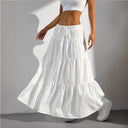 Chic Tiered Long Pleated Skirt with Waist Tie