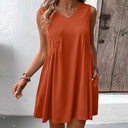 Women's V-Neck Dress with Pockets - Effortless Style