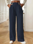Women's High-Waisted Wide Leg Pants with Pockets