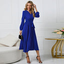 Chic Women's Wrap Dress with Pleats and Waist Belt