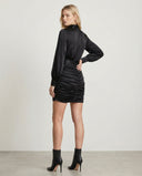 Chic Long Sleeve Wrap Dress with Ruching