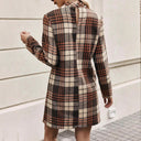 Chic Checkered Mini Dress with High Collar