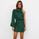 Chic Asymmetrical Satin Mini Dress for Women
