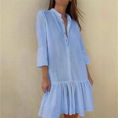 Chic Women's Ruffled Shirt Dress