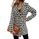 Chic Women's Striped Blazer with Shoulder Pads