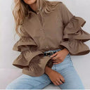 Voluminous Ruffled Sleeve Women's Blouse