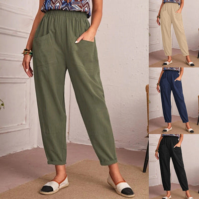 Stylish Women's Cargo Pants with Elastic Waist and Ample Pocket Space