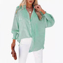 Trendy Ruffled Sleeve Blouse with Striped Design for Women