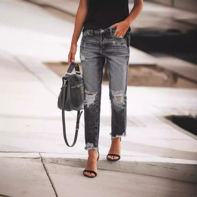 Stylish Women's Distressed Jeans for Trendy Looks