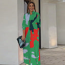 Trendy Women's Long Sleeve Graphic Shirt Dress with Pockets