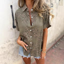 Women's Eyelet Pattern Short-Sleeve Blouse