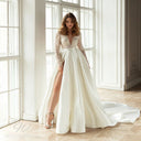 Women's Lace Application Wedding Dress with Flowing Skirt