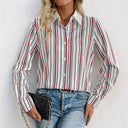 Women’s Classic Striped Blouse with Stylish Collar