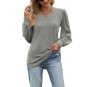 Chic V-Neck Top with Puff Sleeves for Women
