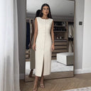 Chic Women's Sleeveless Wrap Dress with Waist Belt