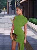 Women's Asymmetrical Mini Dress with Chic Drapé Design