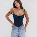 Chic Ruffled Women's Bustier Top with Adjustable Straps