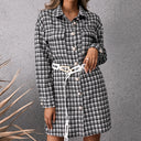 Chic Women's Checkered Shirt Dress