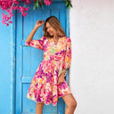 Floral Print Blouse Dress with Statement Sleeves