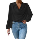 Stylish Asymmetrical Neckline Long Sleeve Blouse for Women