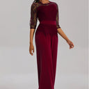 Chic Women's Lace Sleeve Jumpsuit with Wide Leg