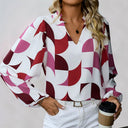 Chic Geometric Pattern V-Neck Blouse for Women