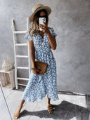 Floral Short Sleeve Wrap Dress for Women