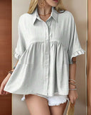 Chic Ruffled Short Sleeve Blouse for Women